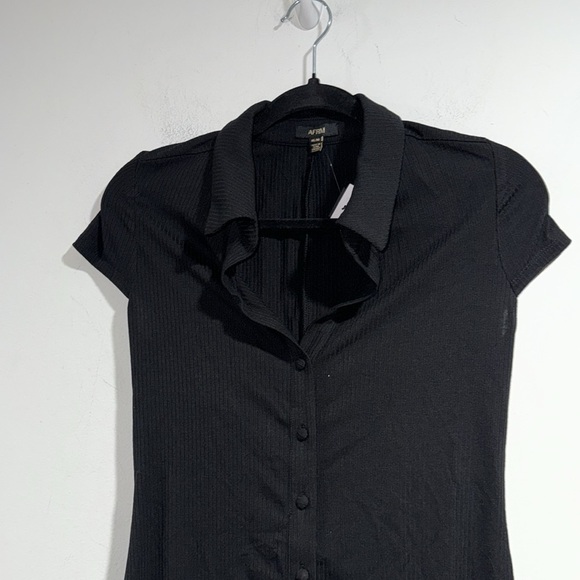 Afrm black dress medium stretch soft button down ribbed NEW revolve - Picture 3 of 4